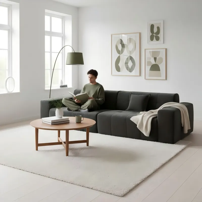 French-style light luxury straight-row modular sofa