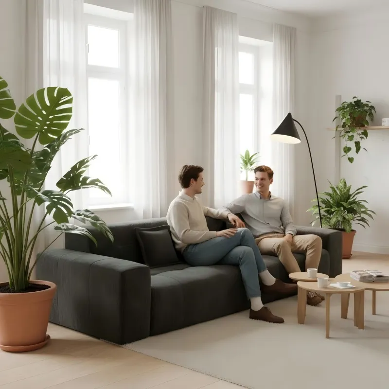 French-style light luxury straight-row modular sofa