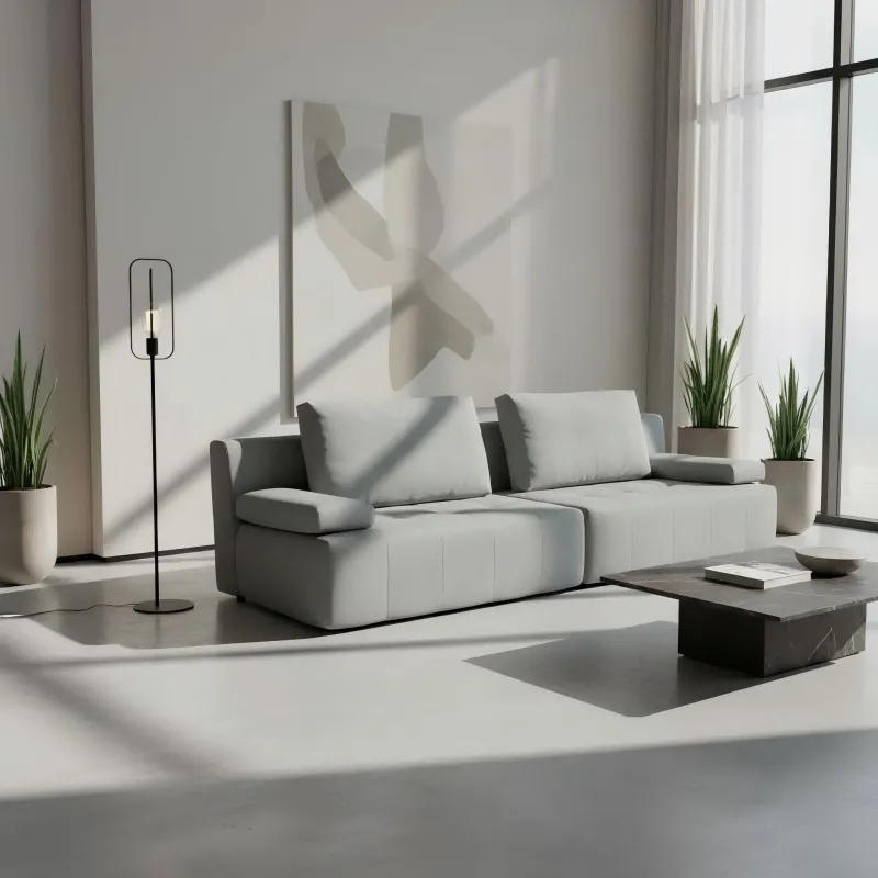 Modern and simple small-sized apartment straight-row sofa