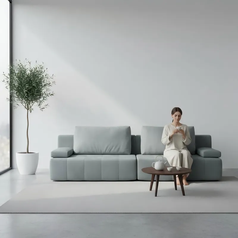 Modern and simple small-sized apartment straight-row sofa