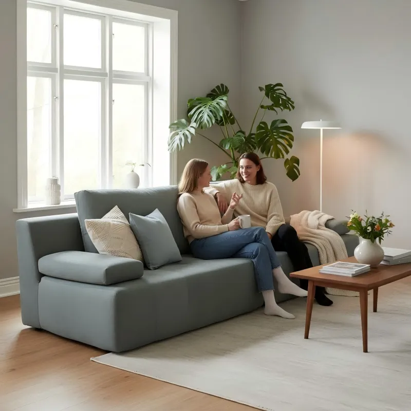 Modern and simple small-sized apartment straight-row sofa