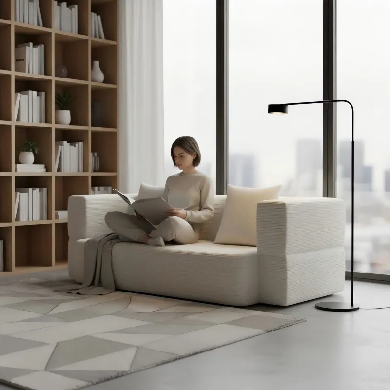 Cream-style straight-row foldable dual-purpose sofa