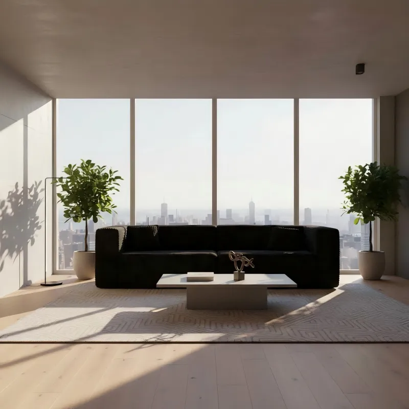 Italian minimalist straight-row compression sofa