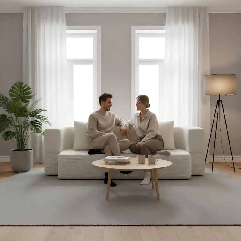 Cream-style straight-row foldable dual-purpose sofa