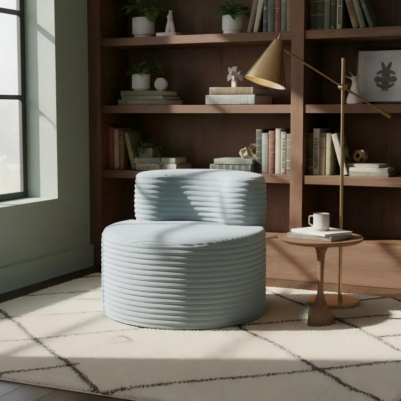 Italian simple single-person round stool rabbit fleece casual sofa