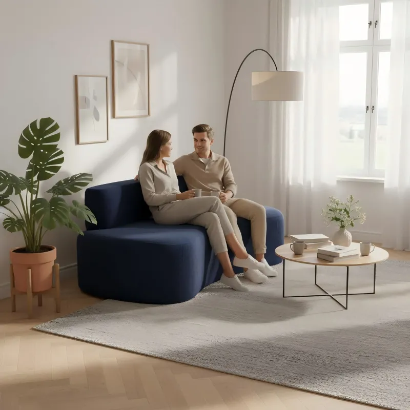 Cream Cashew Sofa - Space-Saving Straight Design