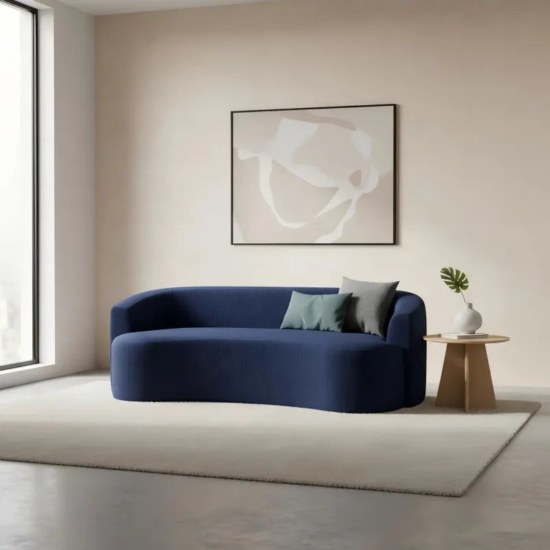 Cream Cashew Sofa - Space-Saving Straight Design