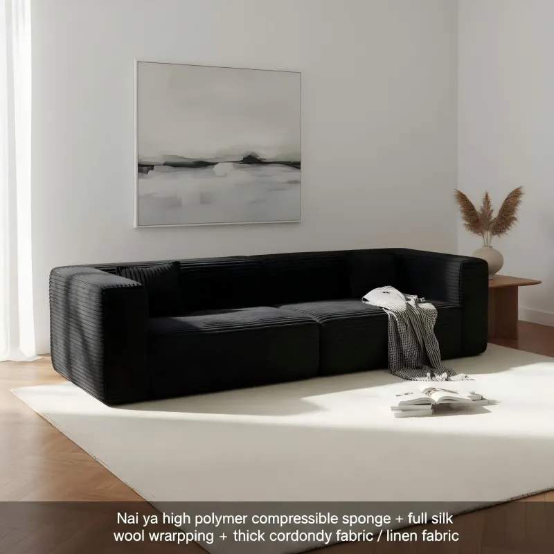 Italian minimalist straight-row compression sofa