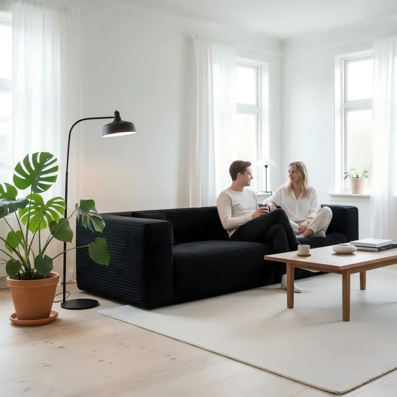 Italian minimalist straight-row compression sofa