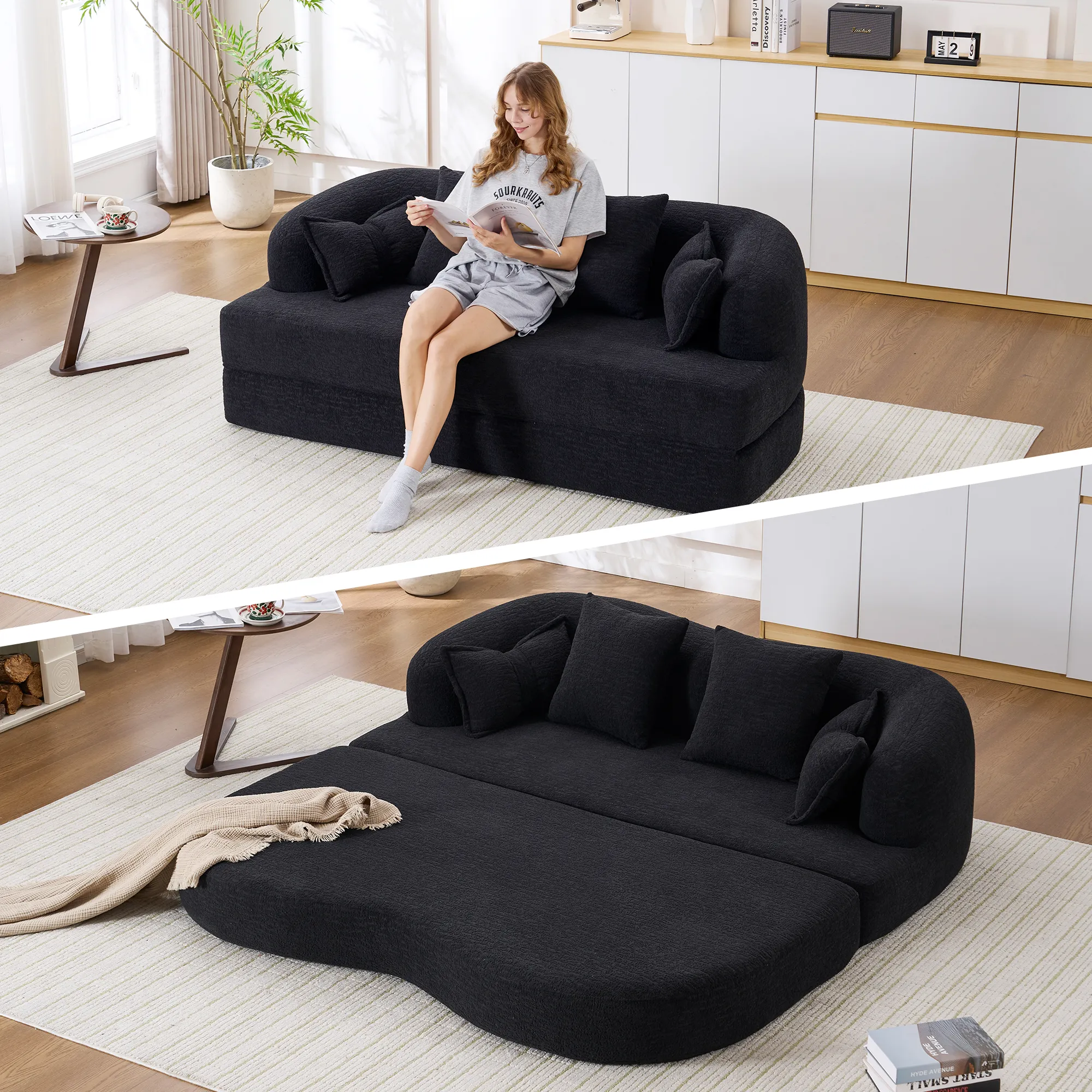 Foldable No-Spring Convertible Sofa Bed