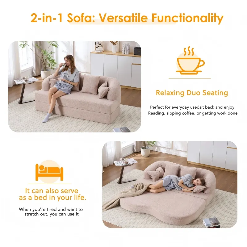 Foldable No-Spring Convertible Sofa Bed