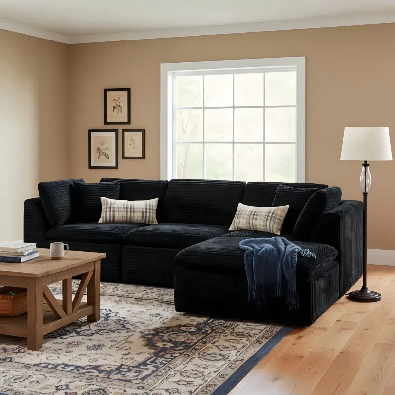 Modern and simple L-shaped modular compression sofa