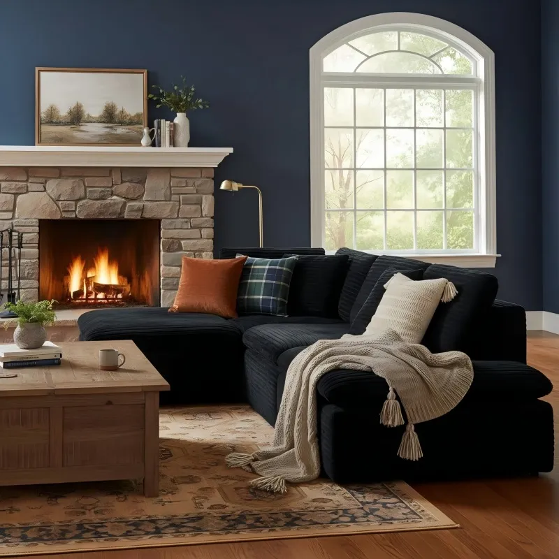 Modern and simple L-shaped modular compression sofa