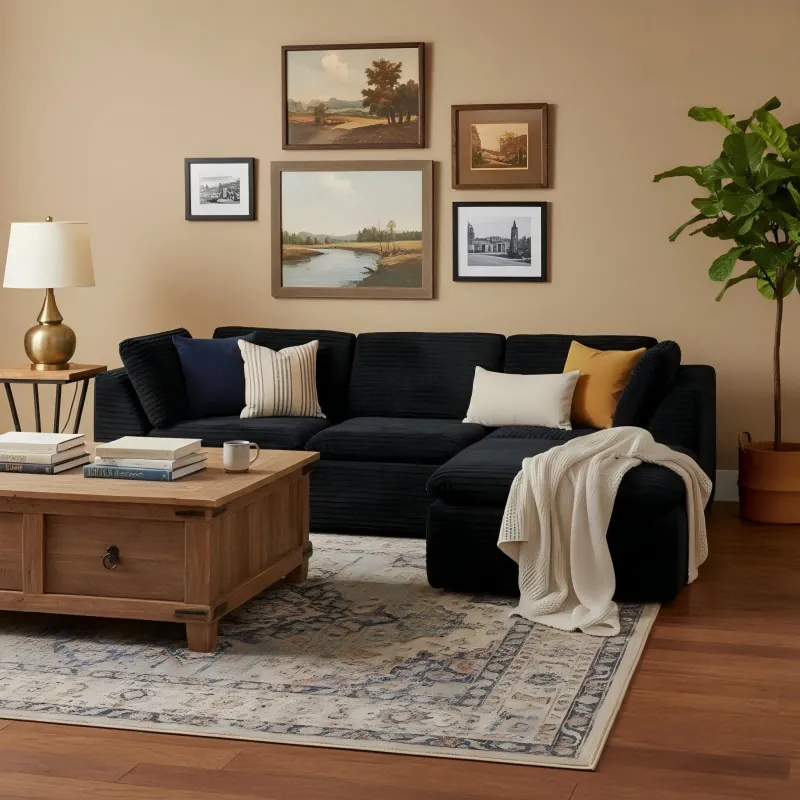 Modern and simple L-shaped modular compression sofa