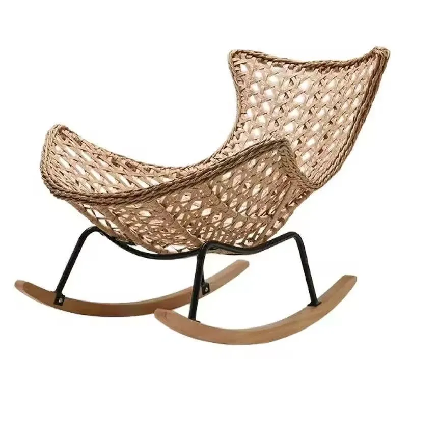 Modern Wicker Rocking Chair with Cushion – Indoor Leisure Lounge Chair for Living Room & Balcony
