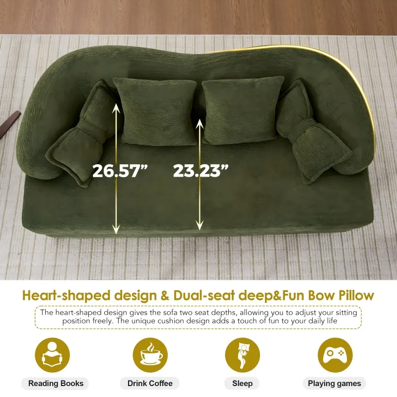 Foldable No-Spring Convertible Sofa Bed（Green)