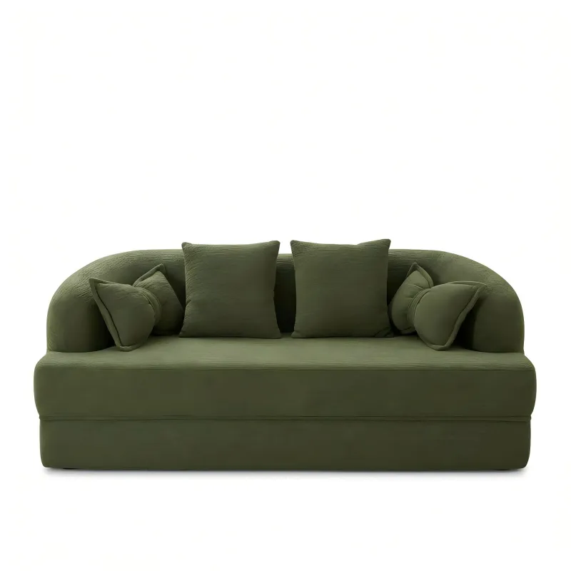 Foldable No-Spring Convertible Sofa Bed（Green)