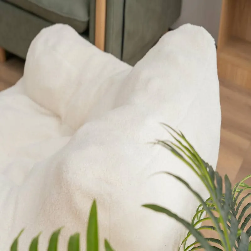 Teddy Fabric Tufted Foam Bean Bag Chair With Teddy Fabric