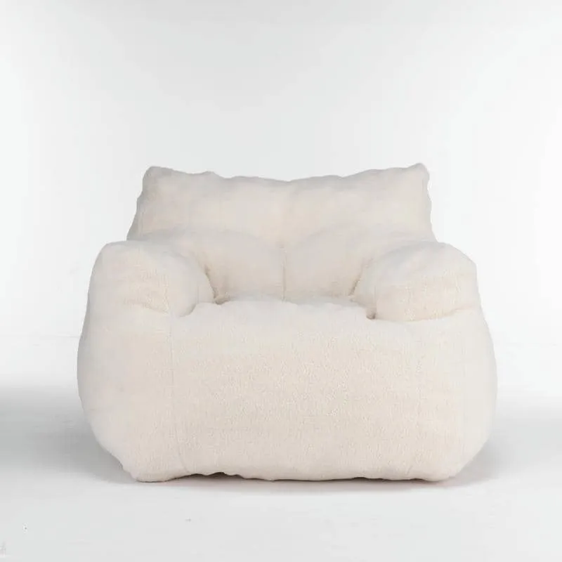 Teddy Fabric Tufted Foam Bean Bag Chair With Teddy Fabric