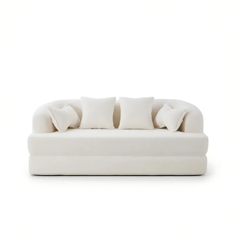 Foldable No-Spring Convertible Sofa Bed（White)
