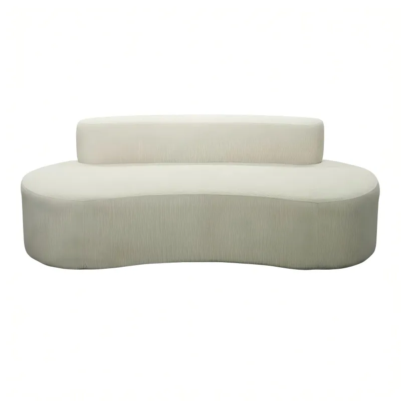 Cream Cashew Sofa - Space-Saving Straight Design