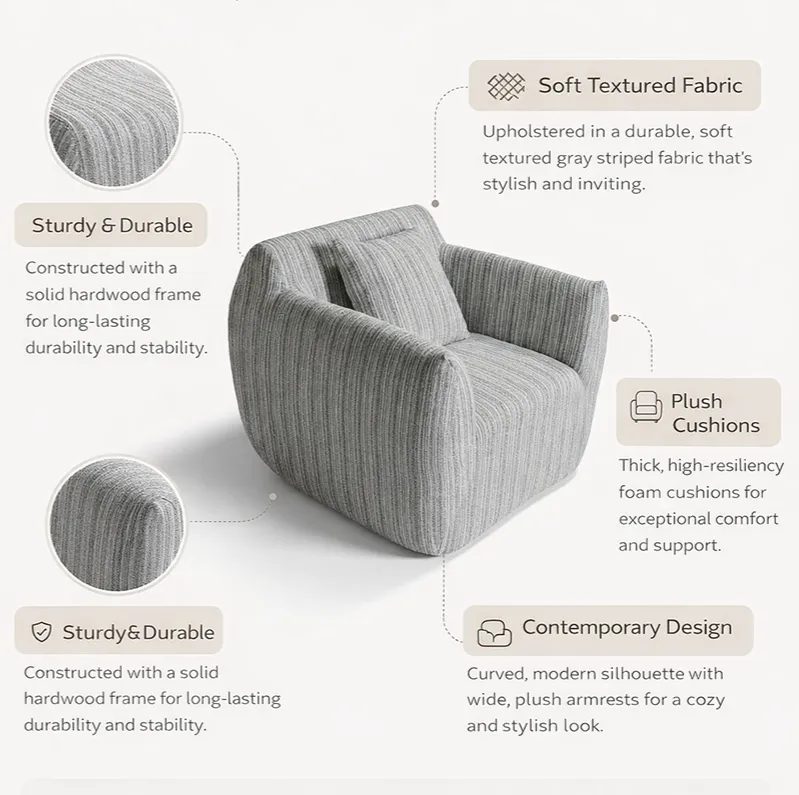 Nook Plush Armchair (Linen-Look Fabric)