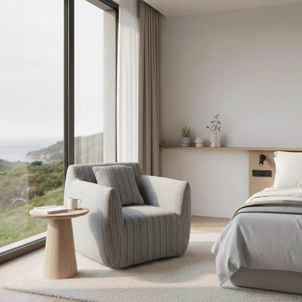 Nook Plush Armchair (Linen-Look Fabric)