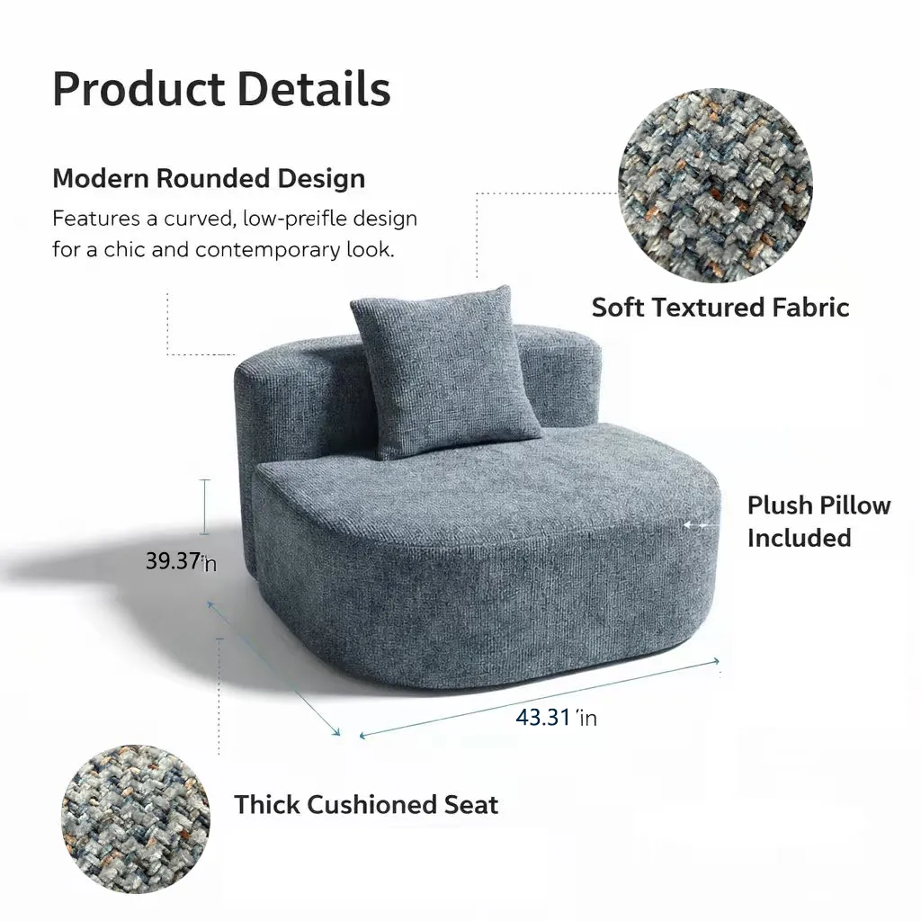 The Embrace Round Velvet Chair （Azure Ocean Blue）