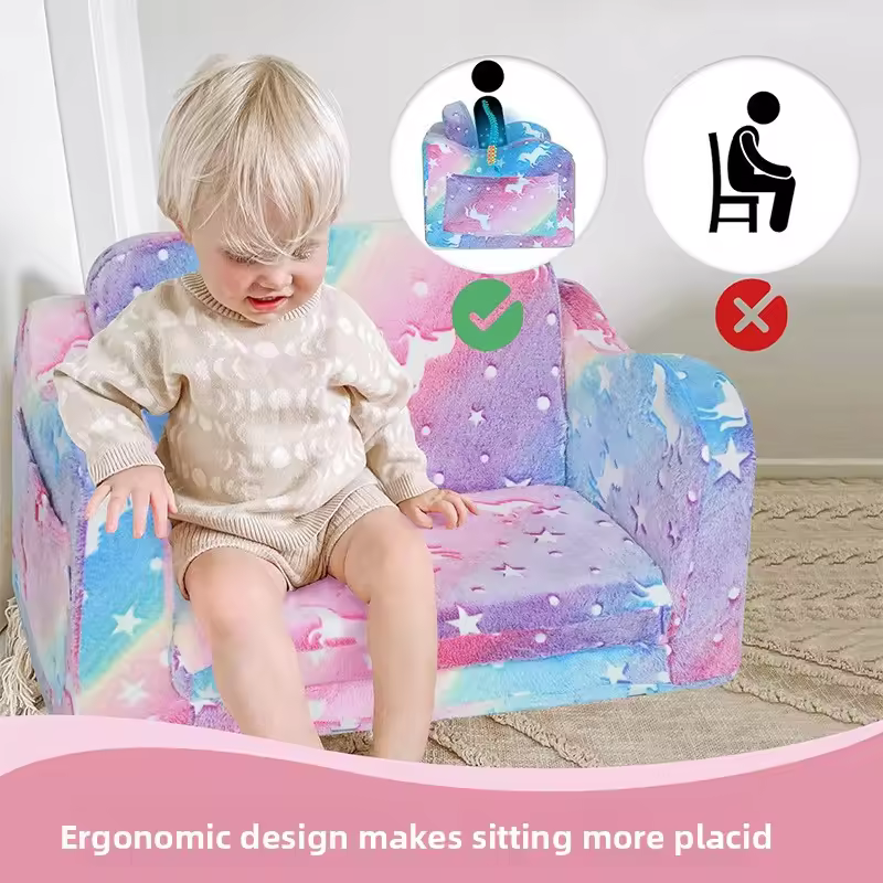 Cute Princess Style Foldable Fabric Kids Sofa