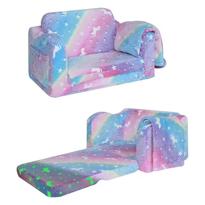 Cute Princess Style Foldable Fabric Kids Sofa