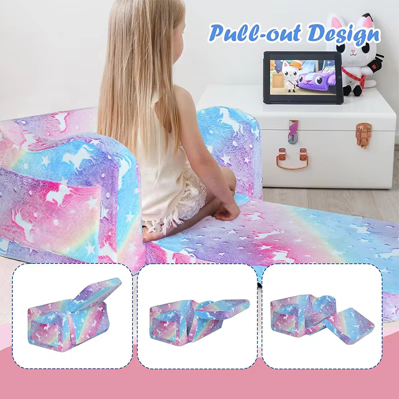 Cute Princess Style Foldable Fabric Kids Sofa