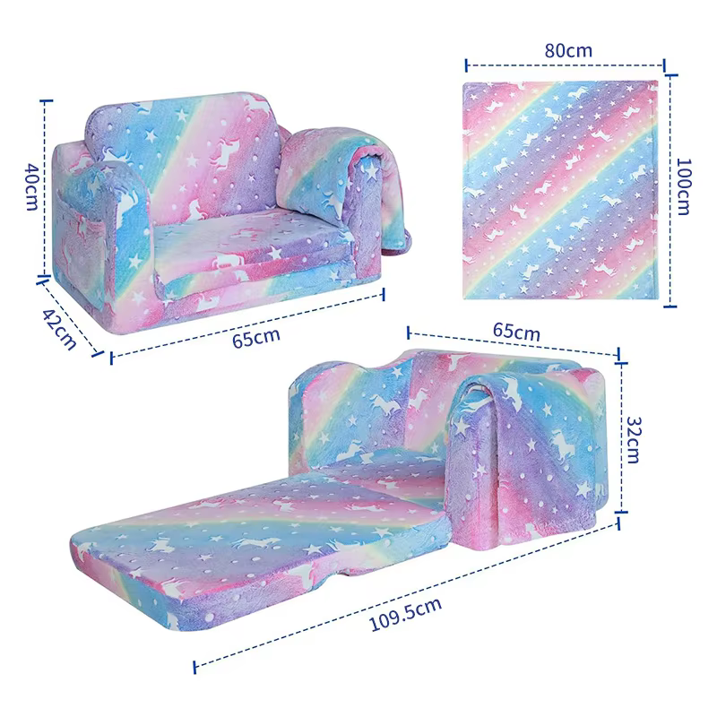 Cute Princess Style Foldable Fabric Kids Sofa