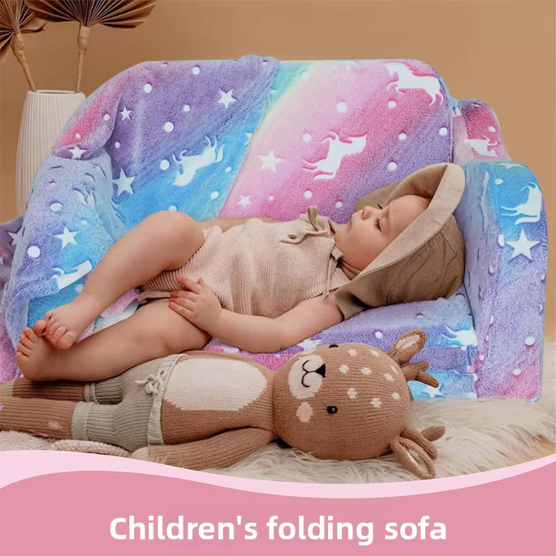Cute Princess Style Foldable Fabric Kids Sofa