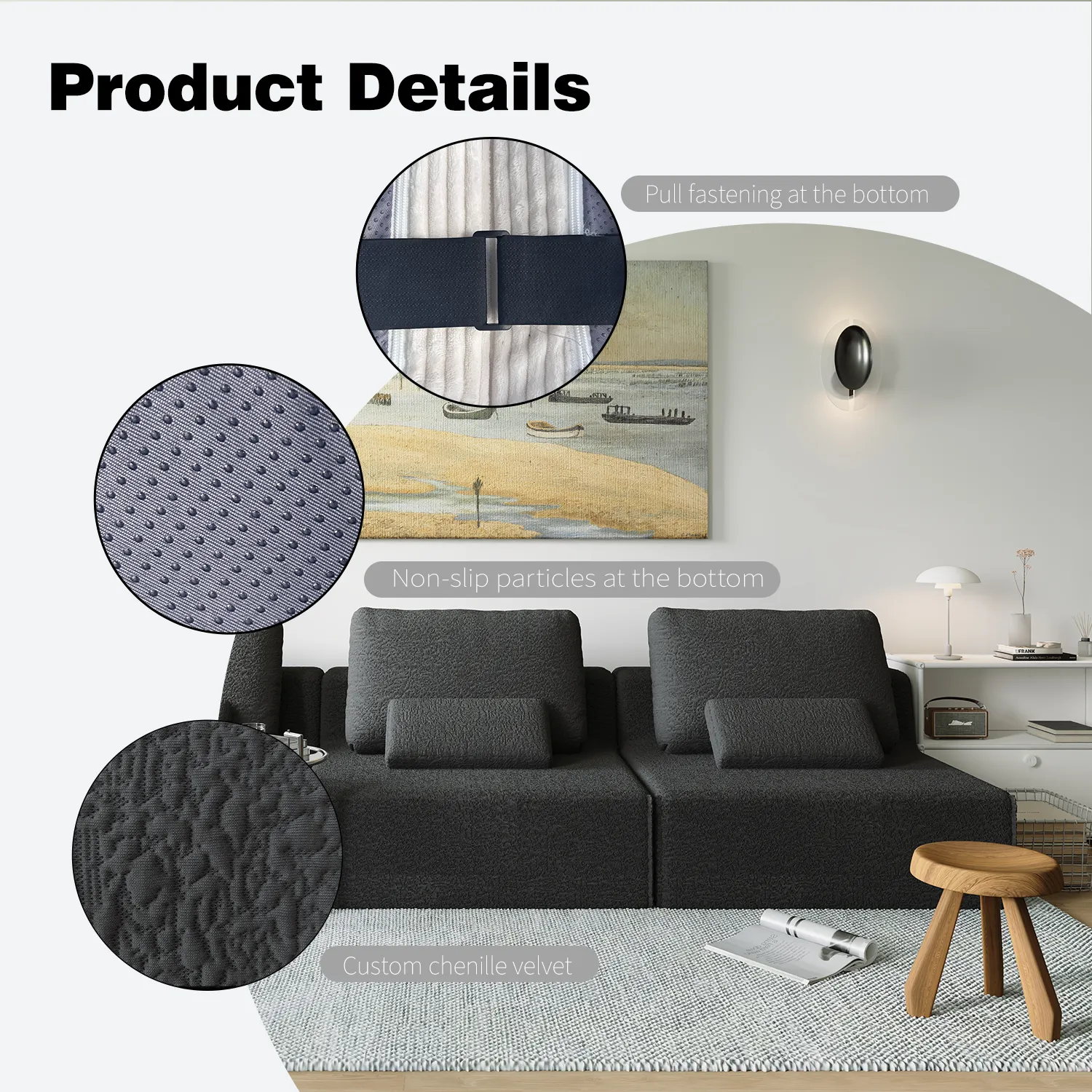 Cloud-Like Modular Sofa | High-Resilient Sponge & Ergonomic Lumbar Support | No Wooden Frame, Kid & Pet Safe