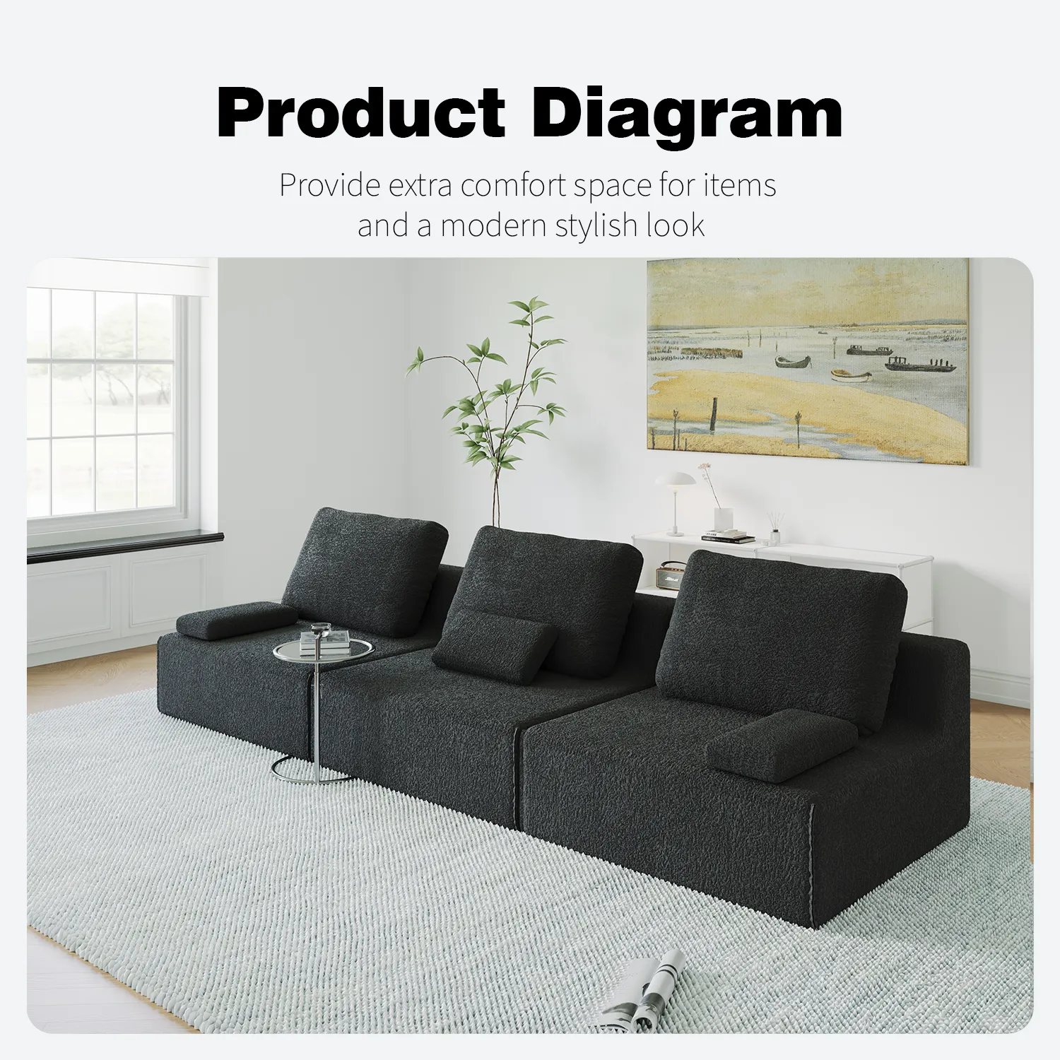 Cloud-Like Modular Sofa | High-Resilient Sponge & Ergonomic Lumbar Support | No Wooden Frame, Kid & Pet Safe