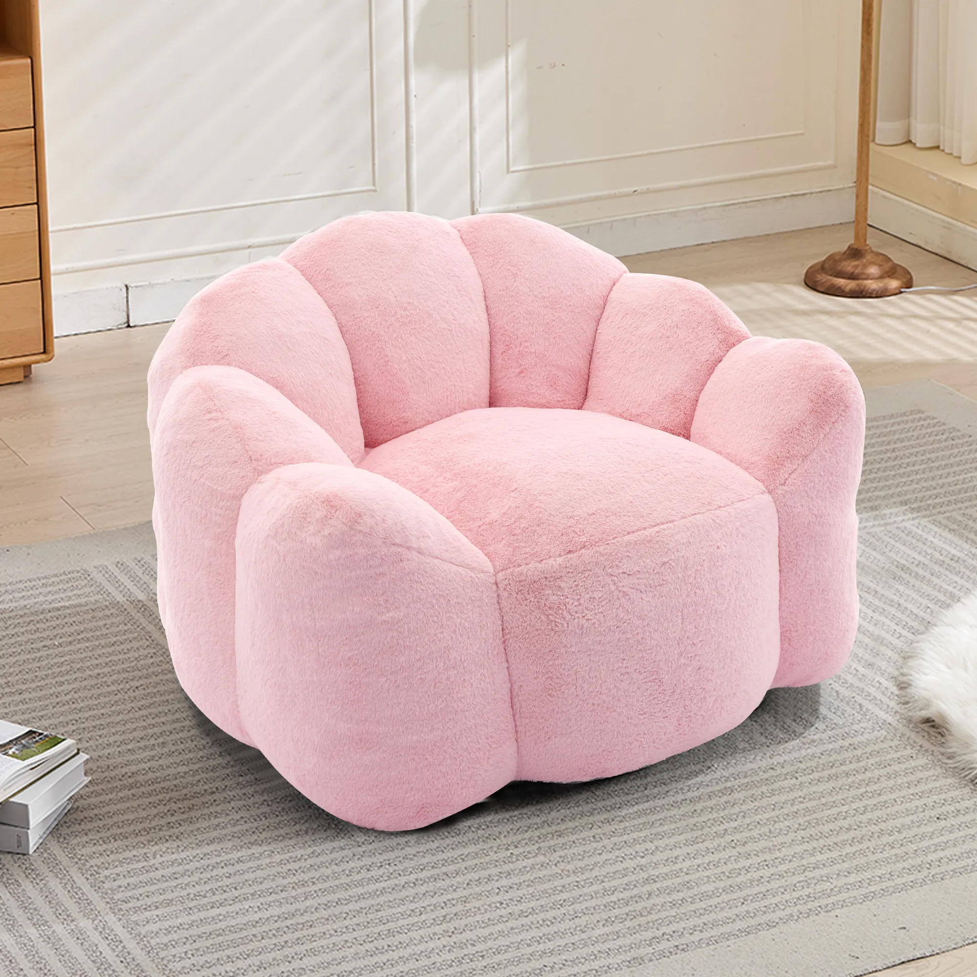 No-Assembly Adult Bean Bag Sofa | High-Density Memory Foam, Stain-Resistant Fabric & Non-Slip Base | Portable with Pull Ring
