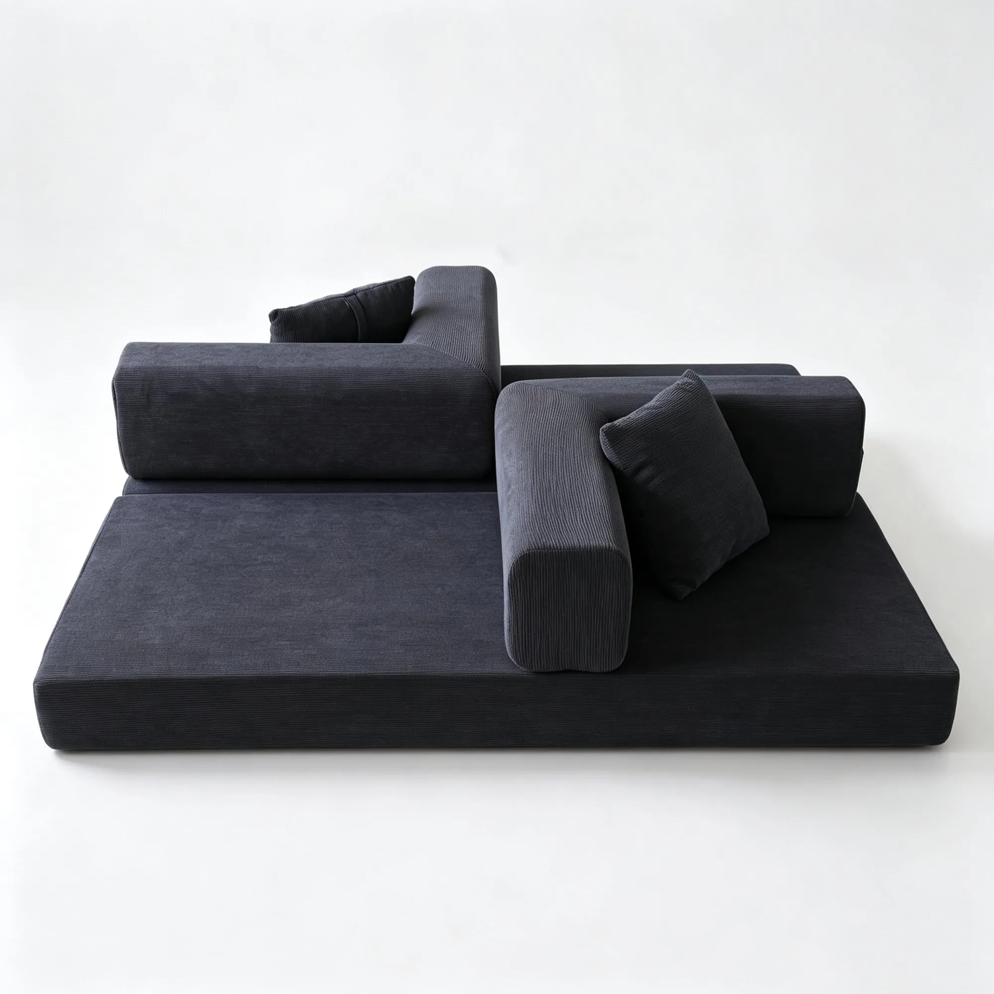 Convertible Sectional Sofa Couch Memory Foam Floor Mattress Apartment Living Room Office L Shape Sofa