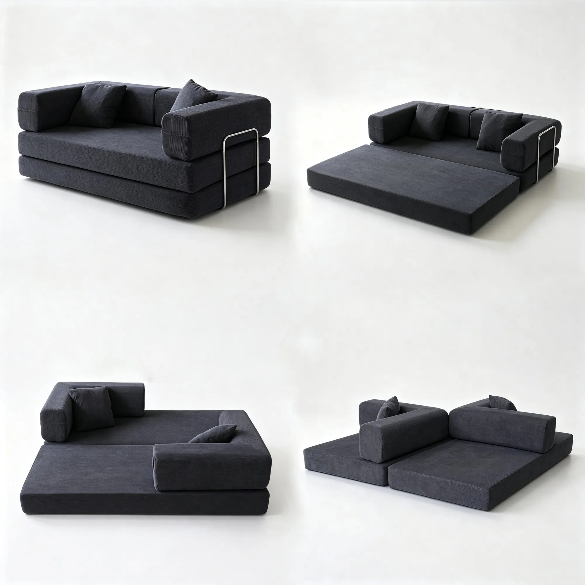 Convertible Sectional Sofa Couch Memory Foam Floor Mattress Apartment Living Room Office L Shape Sofa