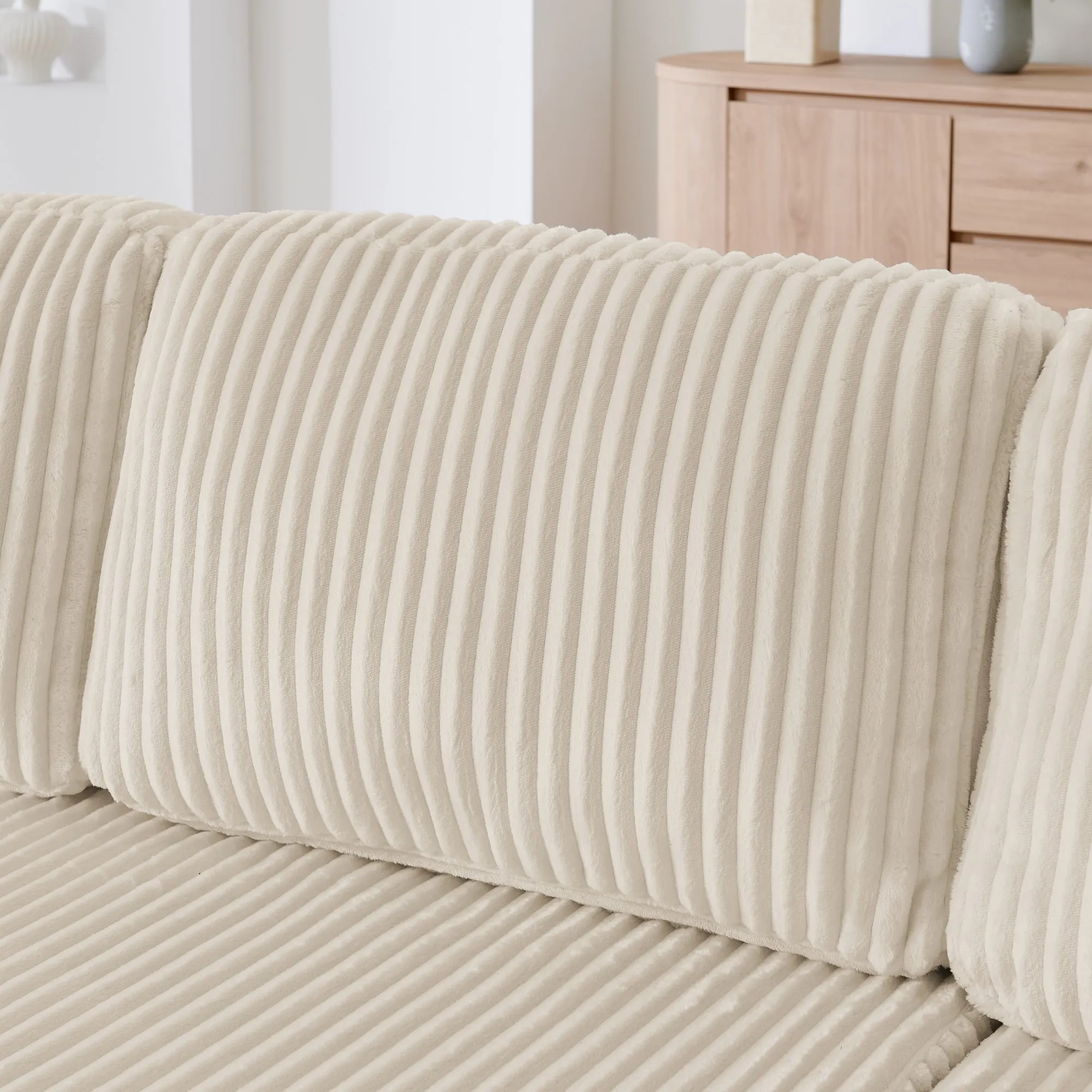 U-Shape Modular Corduroy Sectional Sofa, Compressed Floor Couch