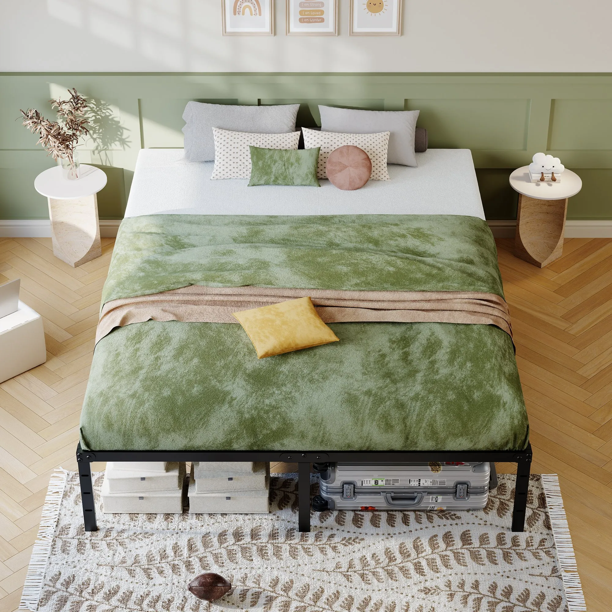 Queen Metal Bed Frame, 14-Inch Heavy Duty with Under-Bed Storage