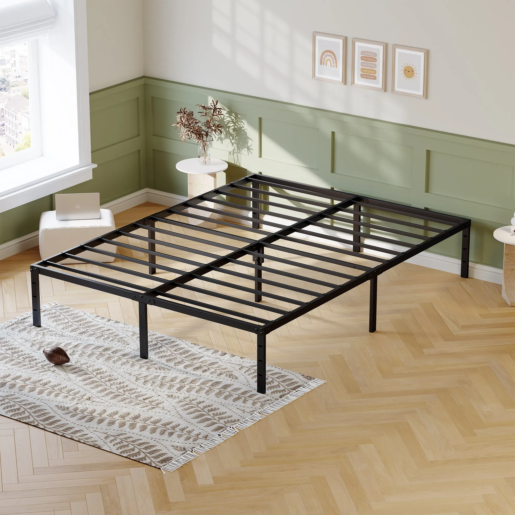 Queen Metal Bed Frame, 14-Inch Heavy Duty with Under-Bed Storage