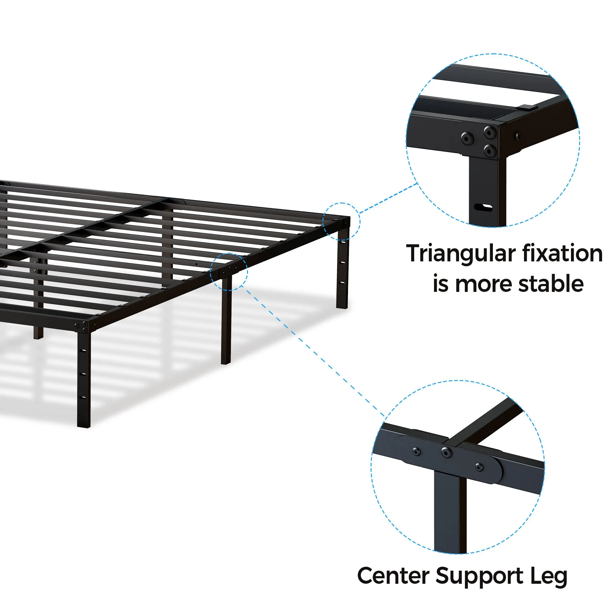 Queen Metal Bed Frame, 14-Inch Heavy Duty with Under-Bed Storage