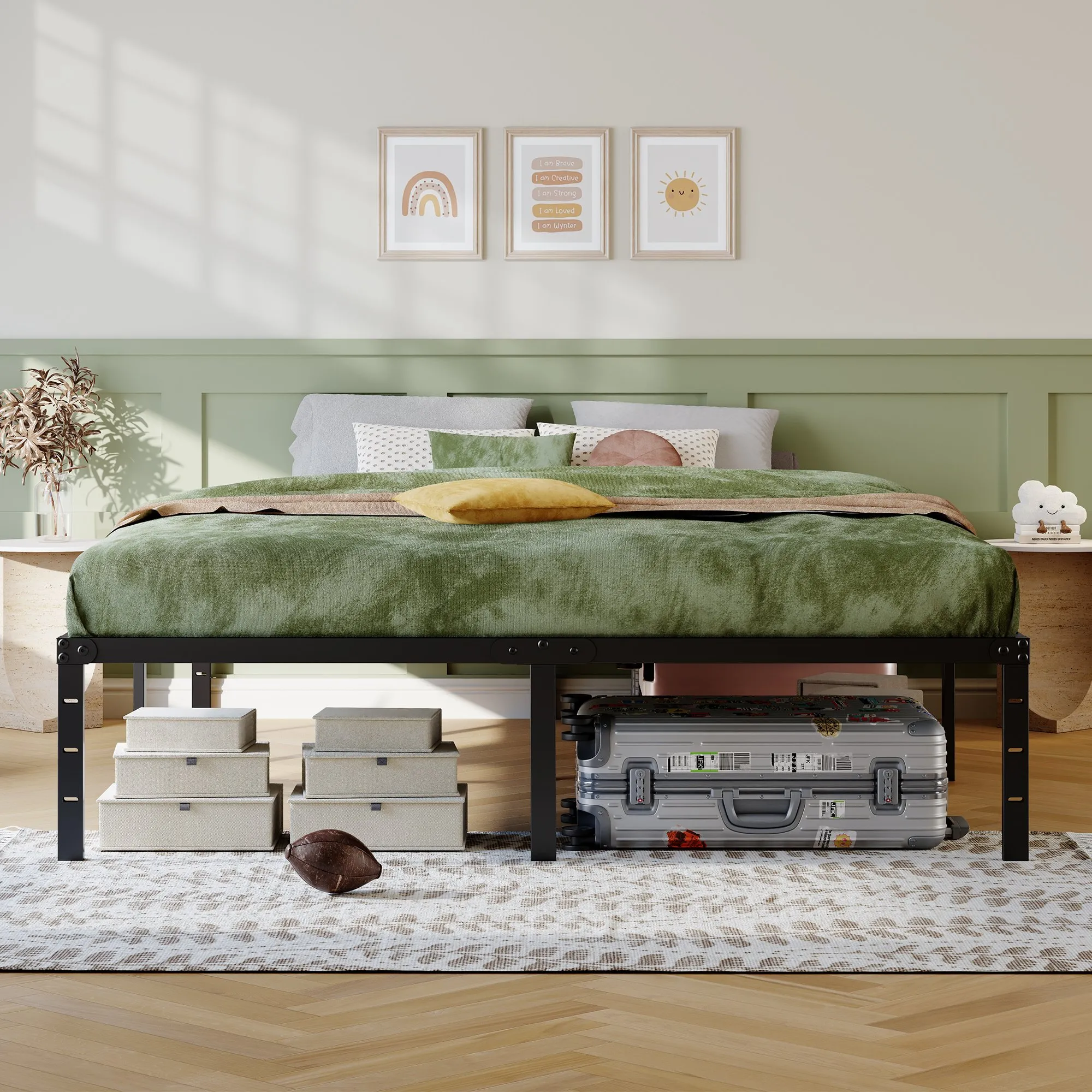 Queen Metal Bed Frame, 14-Inch Heavy Duty with Under-Bed Storage