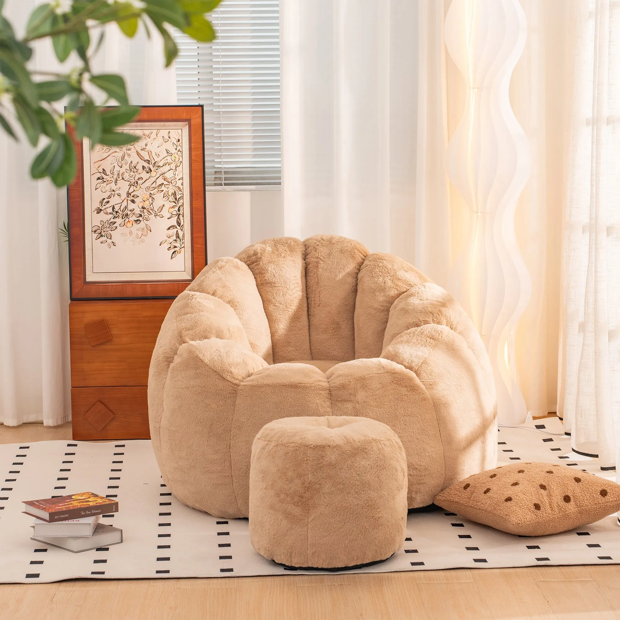 Giant Faux Fur Bean Bag Couch for Adults and Kids