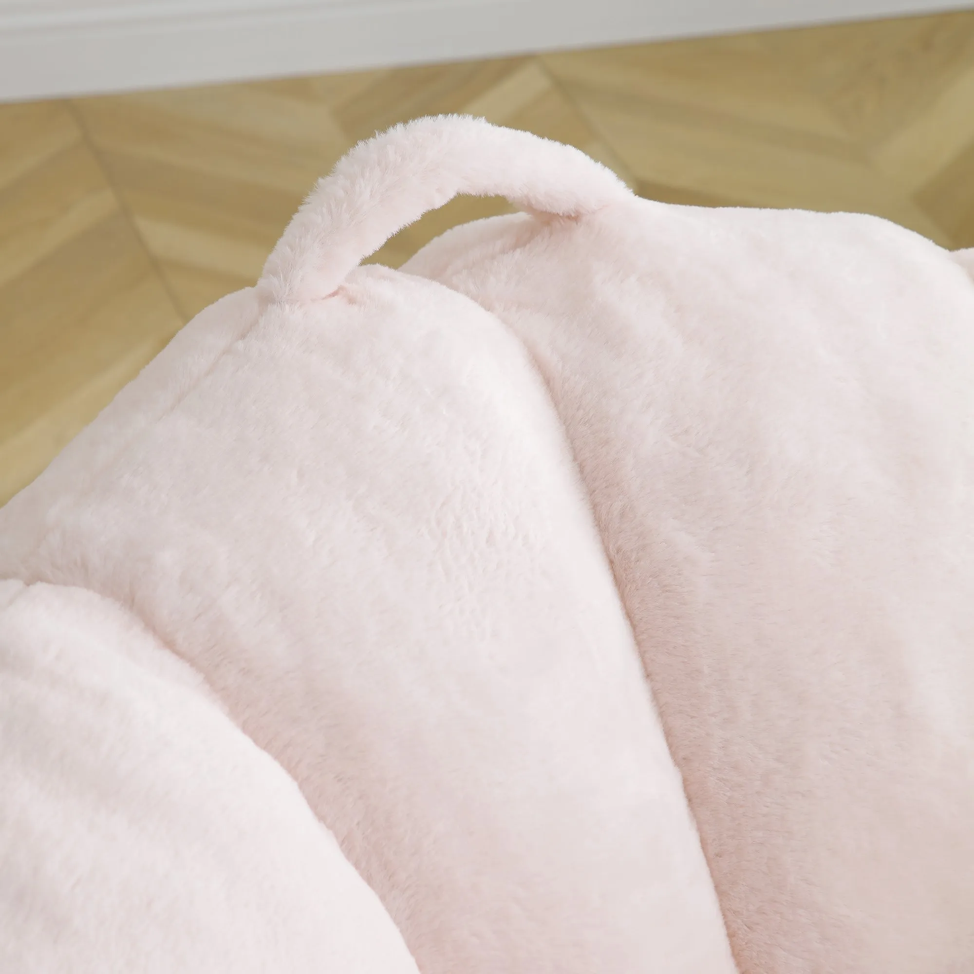 Giant Faux Fur Bean Bag Chair with Footstool for Adults