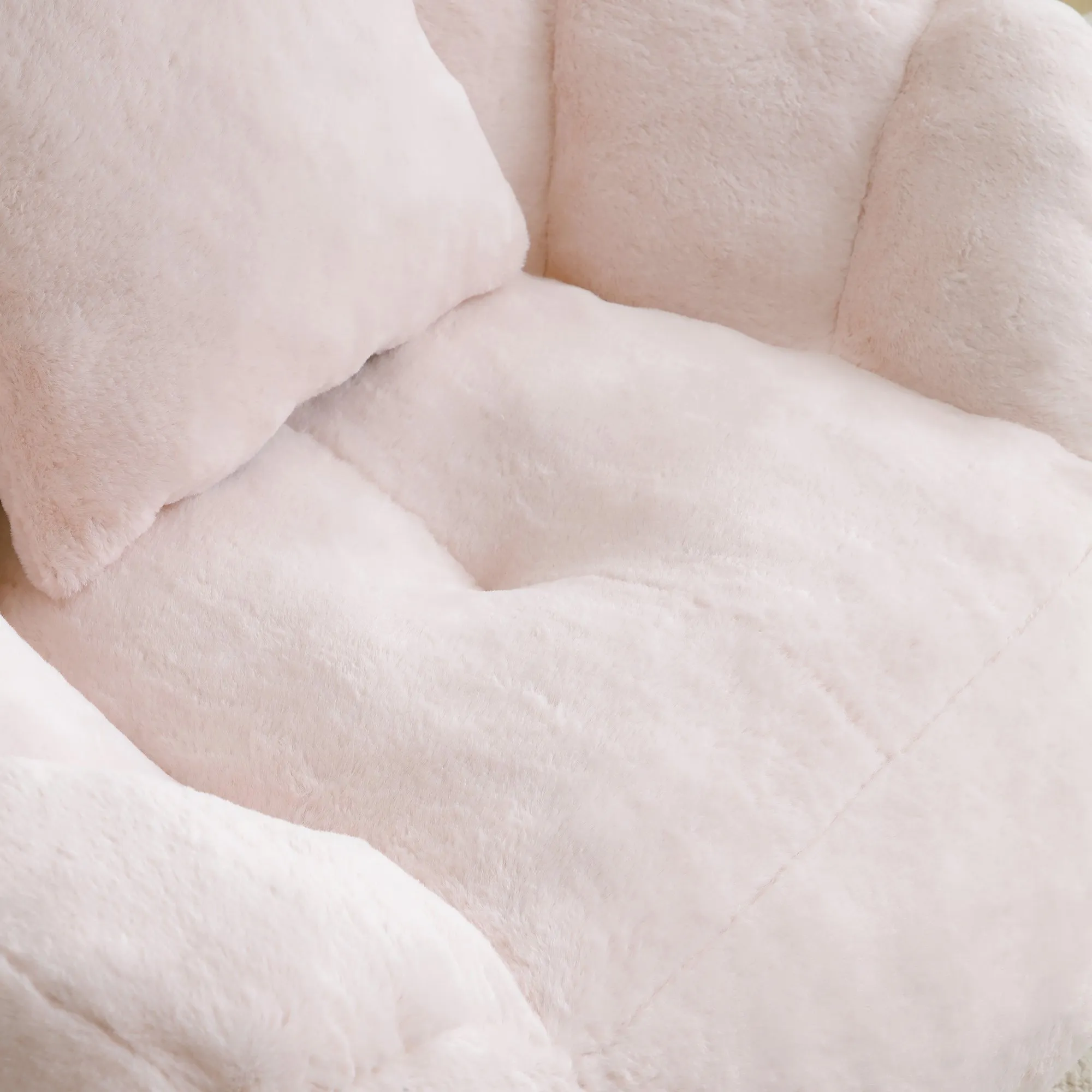 Giant Faux Fur Bean Bag Chair with Footstool for Adults