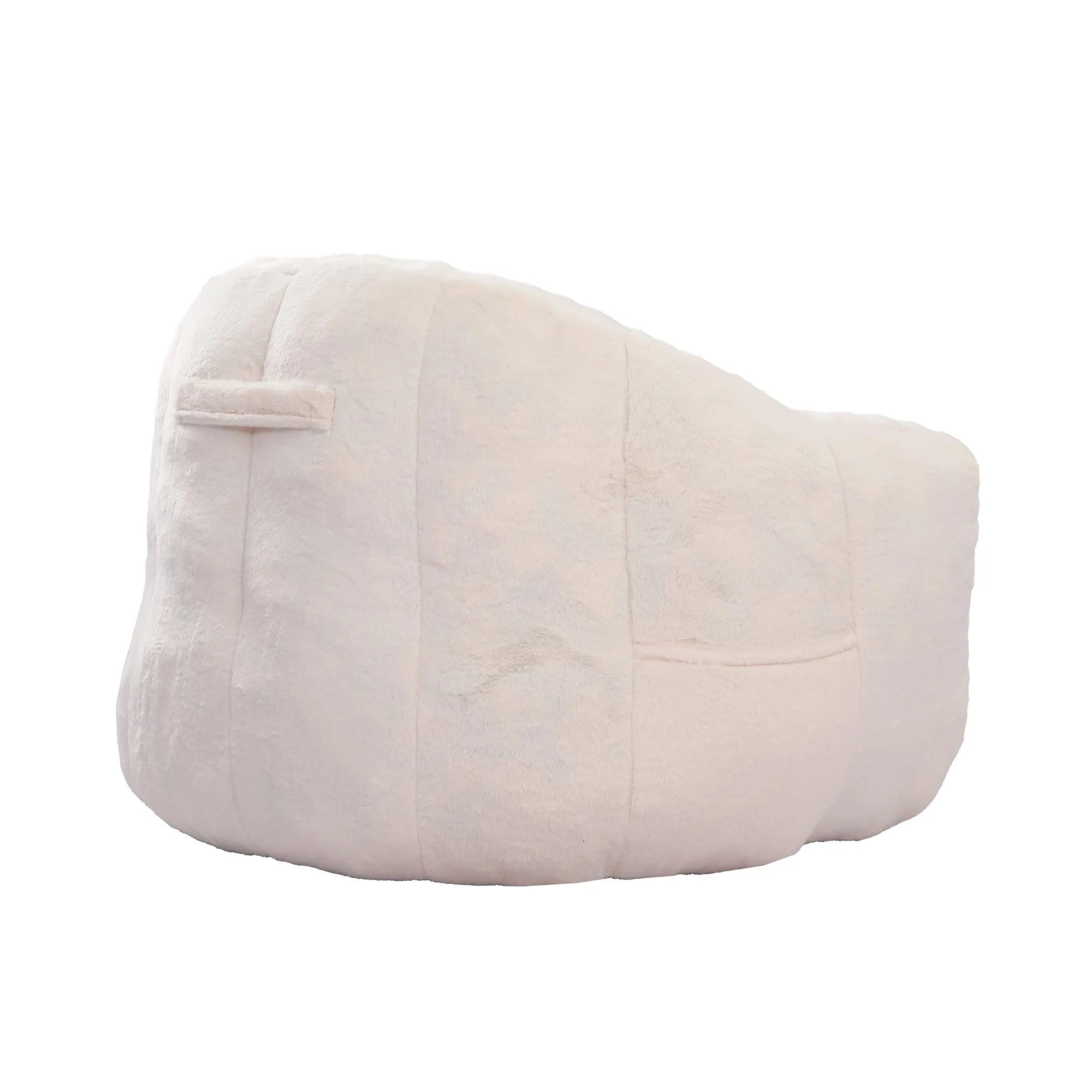 Faux Fur Bean Bag Sofa Chair with Armrests, High-Density Fill