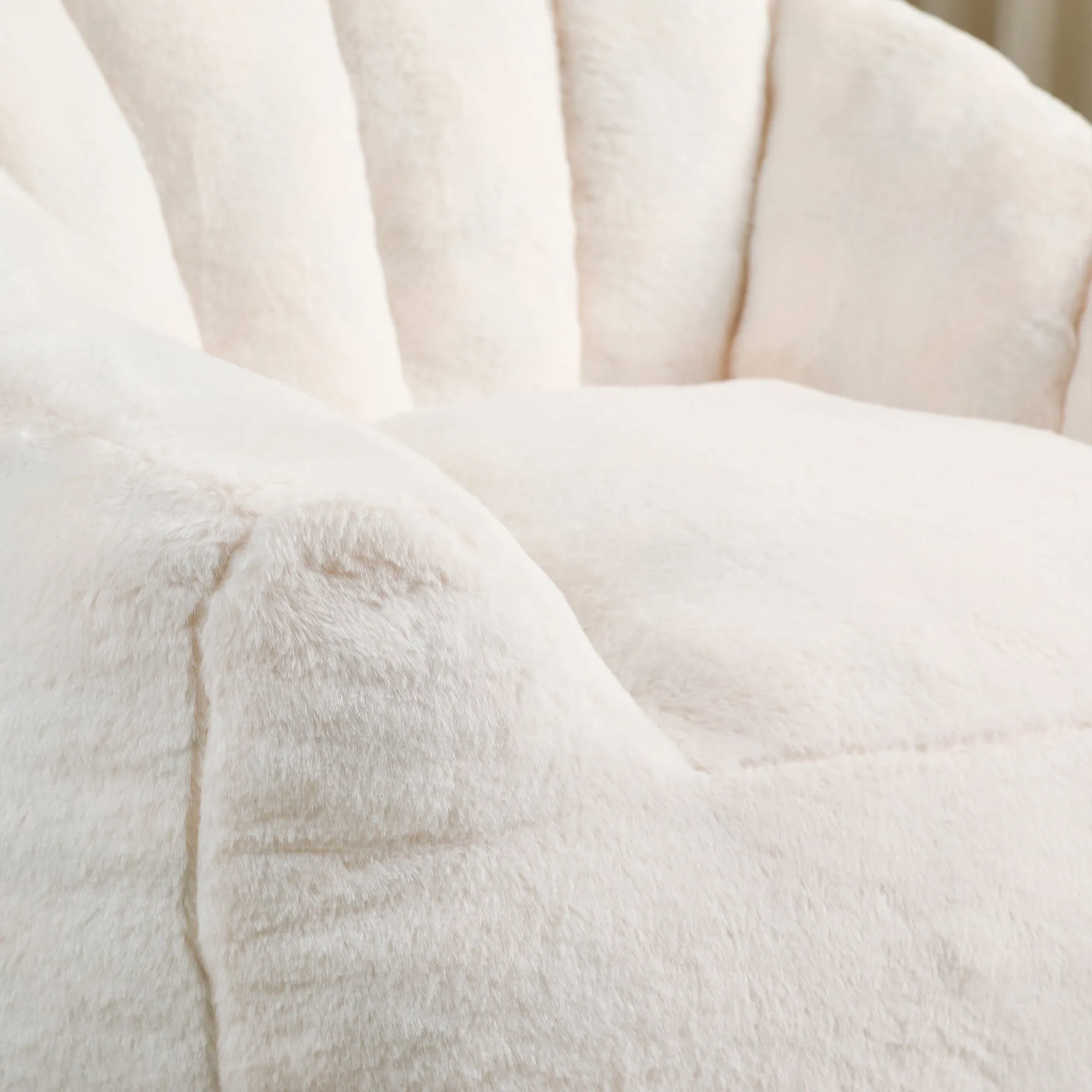 Faux Fur Bean Bag Sofa Chair with Armrests, High-Density Fill