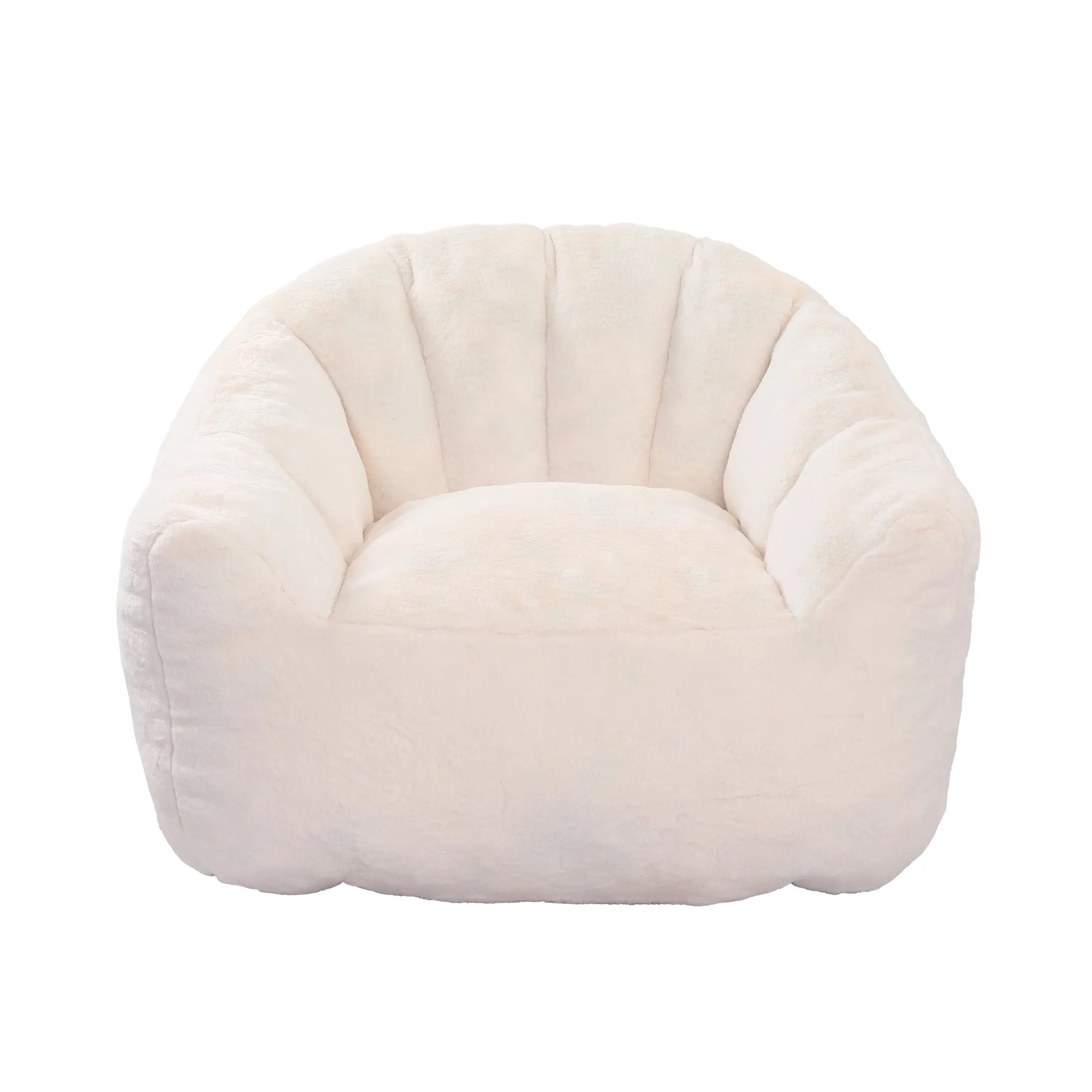 Faux Fur Bean Bag Sofa Chair with Armrests, High-Density Fill