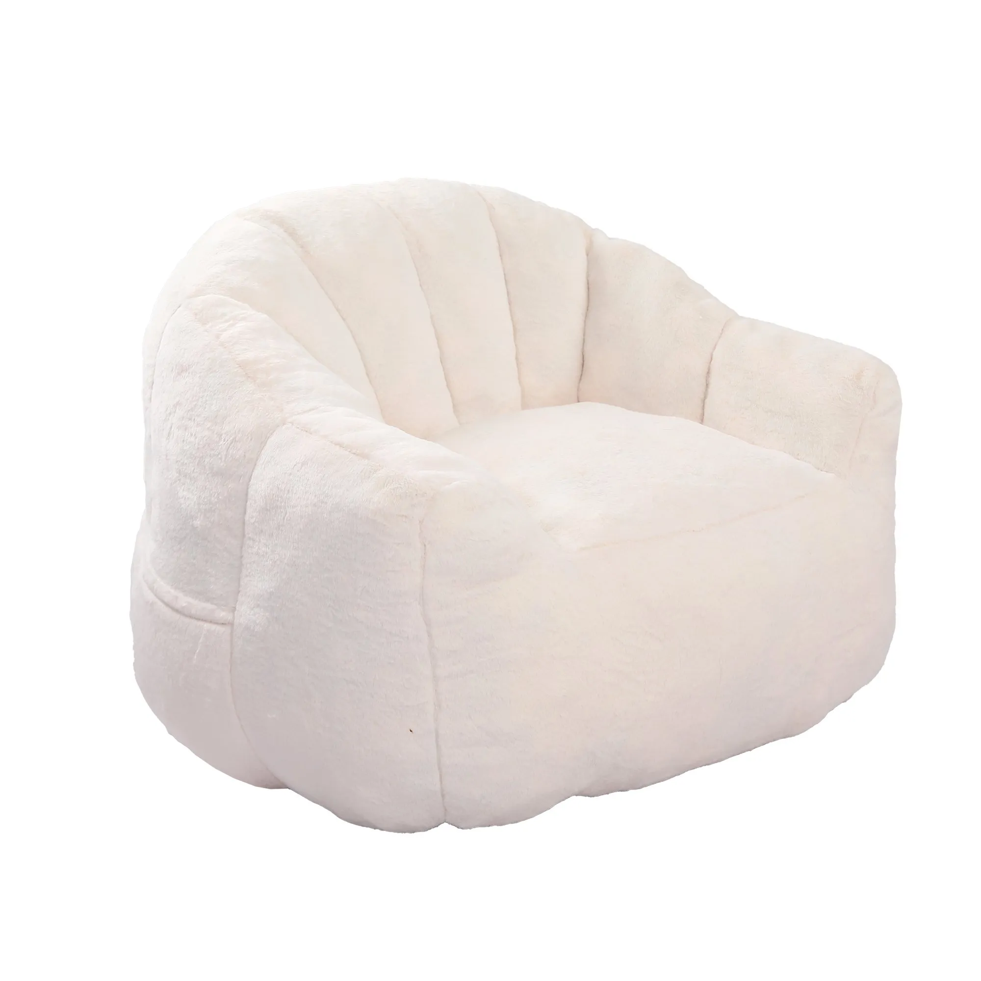 Faux Fur Bean Bag Sofa Chair with Armrests, High-Density Fill